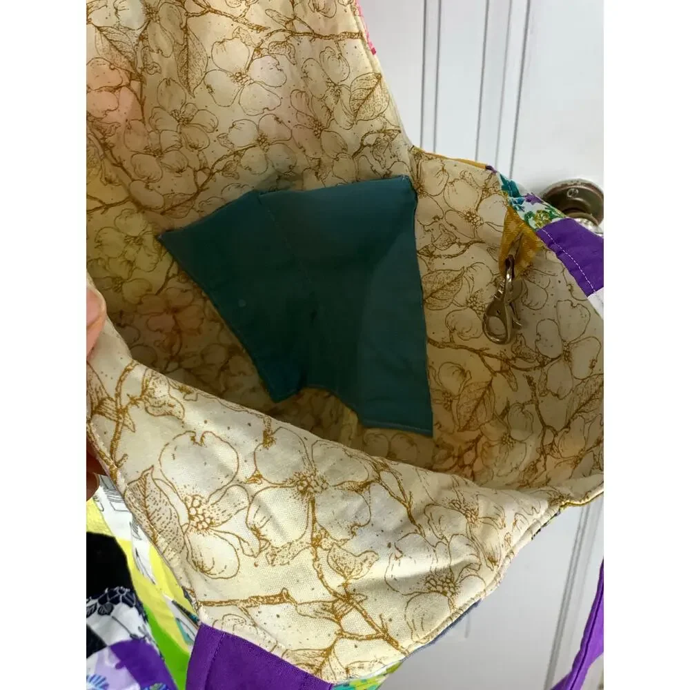 Handmade Mondo Patchwork Large Slouchy Tote Bag Eclectic Wearable Art
